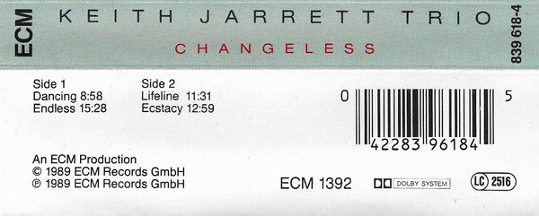 Keith Jarrett Trio - Changeless | ECM Records (ECM 1392) - 2