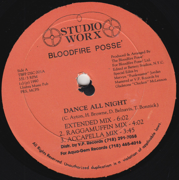 Bloodfire Posse' – Dance All Night (1990, Vinyl) - Discogs