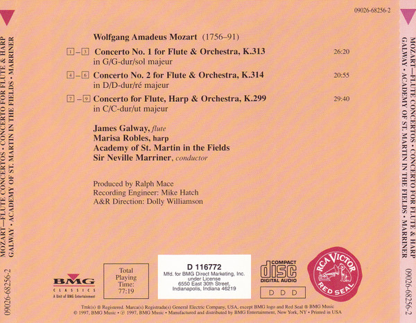 télécharger l'album James Galway, Marisa Robles, Neville Marriner, Academy Of St Martin In The Fields - James Galway Mozart Flute Concertos