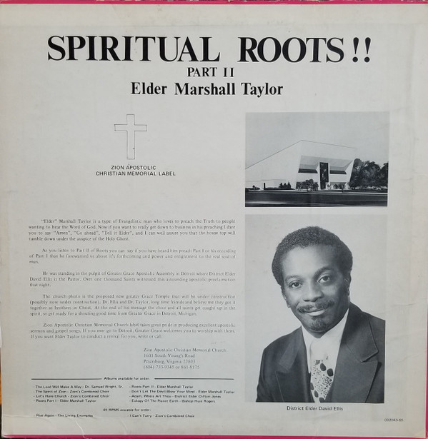 ladda ner album Elder Marshall Taylor - Spiritual Roots Part II Recorded Live At Greater Grace Apostolic Temple Detroit Michigan