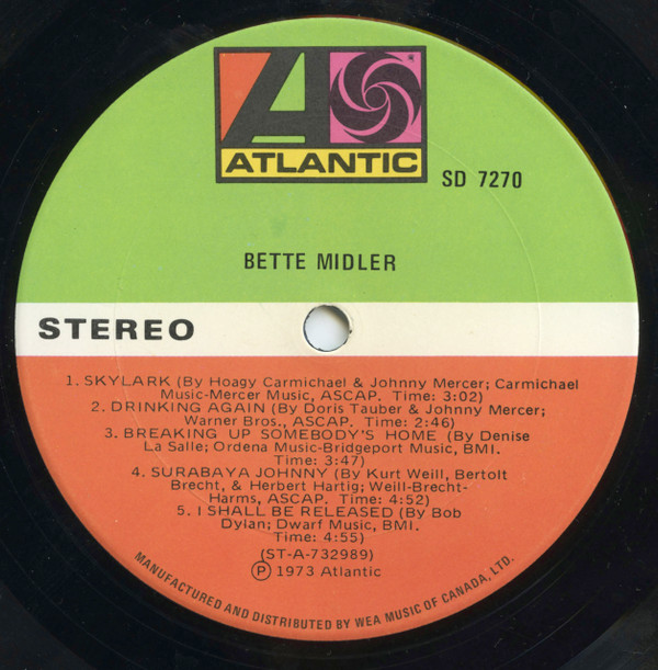 Bette Midler - Bette Midler | Atlantic (SD 7270) - 3