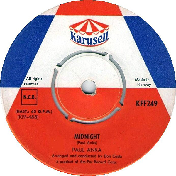 Paul Anka – Midnight / Verboten (1958, Vinyl) - Discogs
