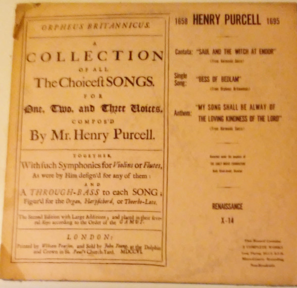 Album herunterladen Henry Purcell, The Early Music Foundation, Michael Hauptmann, Ruth KischArndt - 1658 Henry Purcell 1695