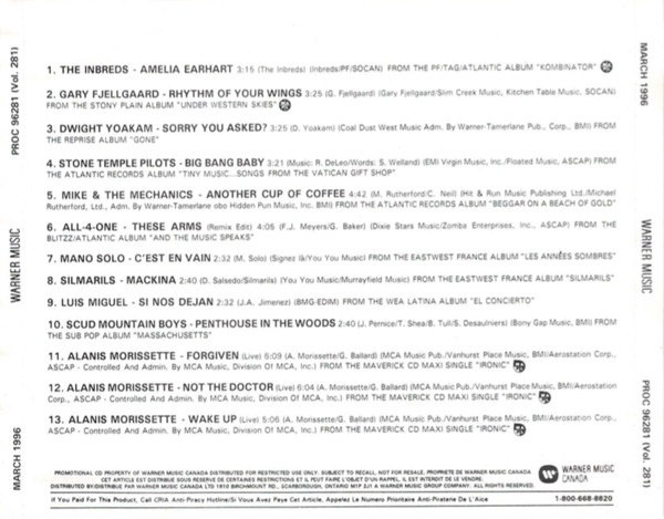 descargar álbum Various - Warner Music Canada March 1996 Vol 278