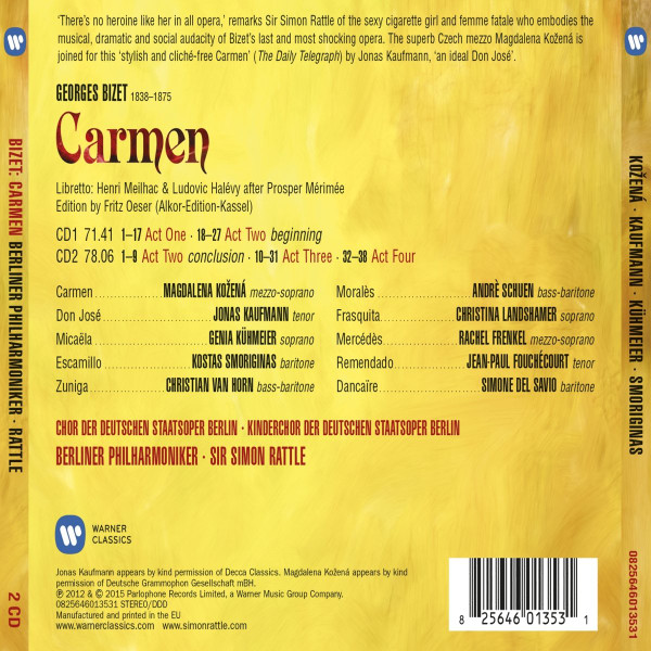 lataa albumi Bizet Magdalena Kožená, Jonas Kaufmann, Genia Kühmeier, Kostas Smoriginas , Berliner Philharmoniker, Simon Rattle - Carmen