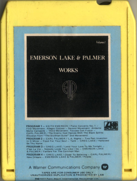 Emerson Lake & Palmer – Works (Volume 1) (1977, 8-Track Cartridge ...