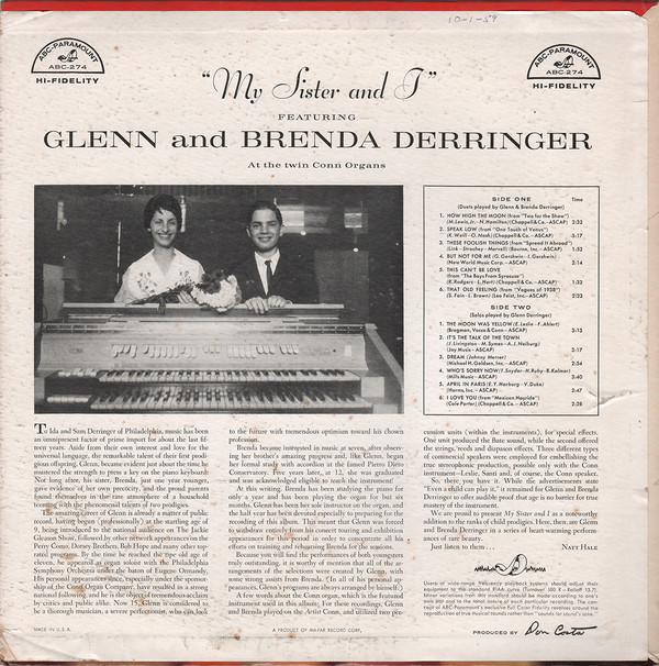 ladda ner album Glenn & Brenda Derringer - My Sister And I
