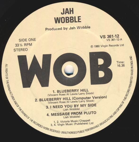 Jah Wobble – V.I.E.P. Featuring Blueberry Hill (1980, Vinyl) - Discogs