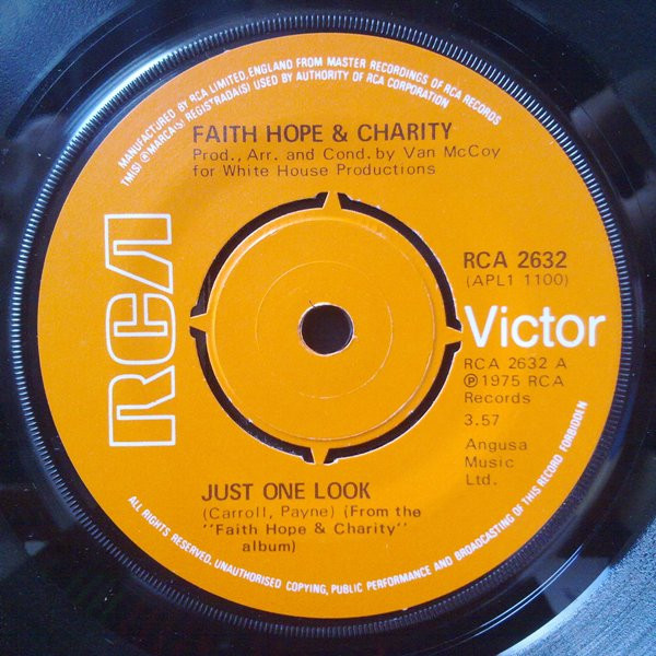 Faith Hope & Charity – Just One Look (1975, Vinyl) - Discogs