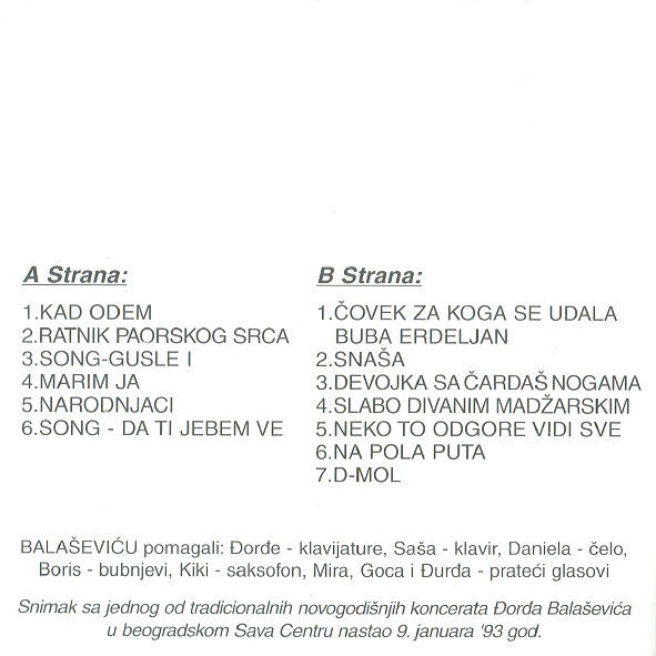 last ned album Balašević - Samo Za D Molere Vol1 29 Hitova Uživo