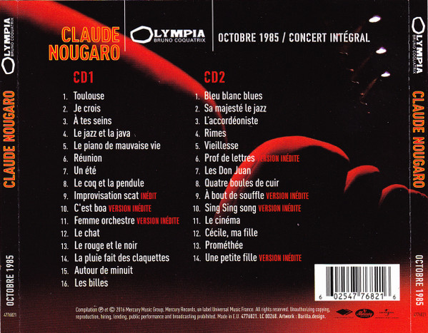 télécharger l'album Claude Nougaro - Octobre 1985 Concert Intégral