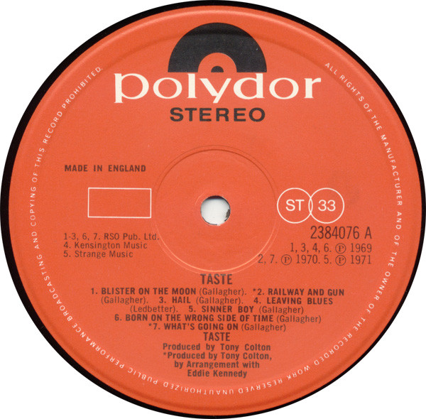 Taste – Taste (1971, Vinyl) - Discogs