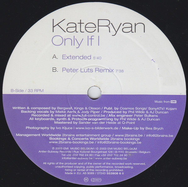 fusionere hæk atlet Kate Ryan – Only If I (2003, Vinyl) - Discogs