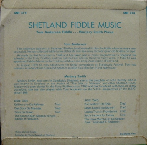 descargar álbum Tom Anderson Marjory Smith - Shetland Fiddle Music