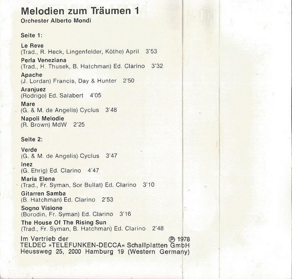 descargar álbum Orchester Alberto Mondi - Melodien Zum Träumen 1