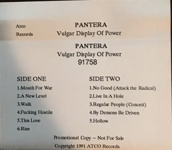 Pantera – Vulgar Display of Power = 俗悪 (1992, CD) - Discogs