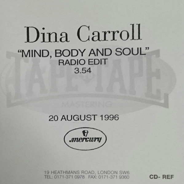 Dina Carroll – Mind, Body and Soul (1996, Acetate) - Discogs