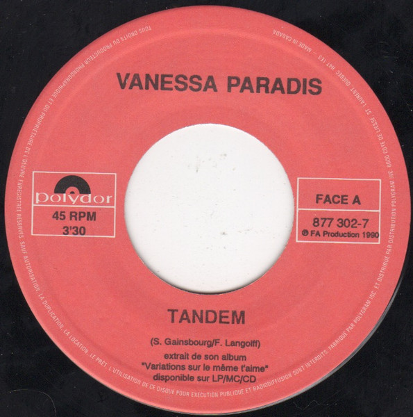 Vanessa Paradis - Tandem | Releases | Discogs