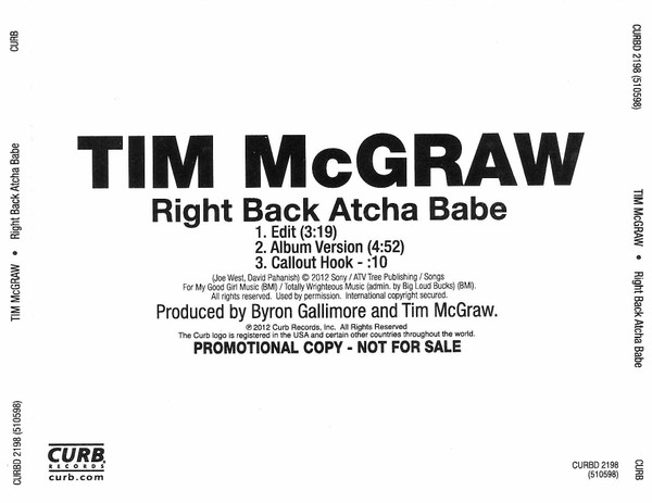lataa albumi Tim McGraw - Right Back Atcha Babe