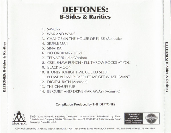 Deftones B Sides Rarities 2005 CDr Discogs