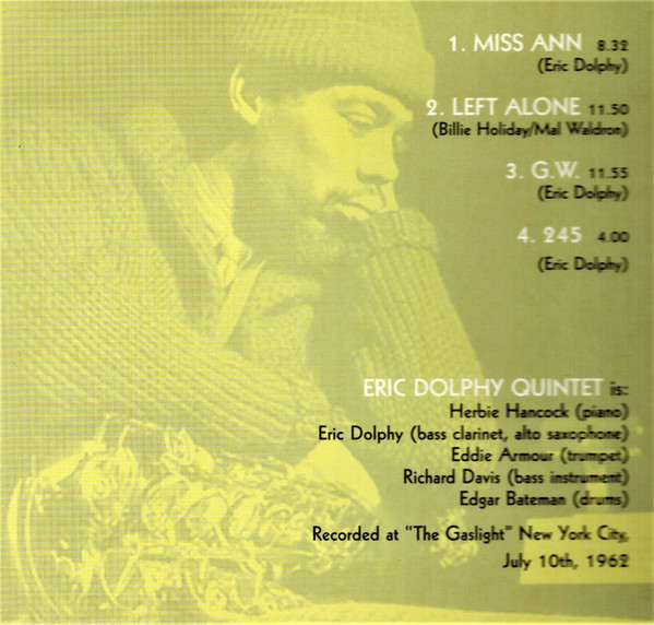 last ned album Eric Dolphy Quintet With Herbie Hancock - Gaslight 1962