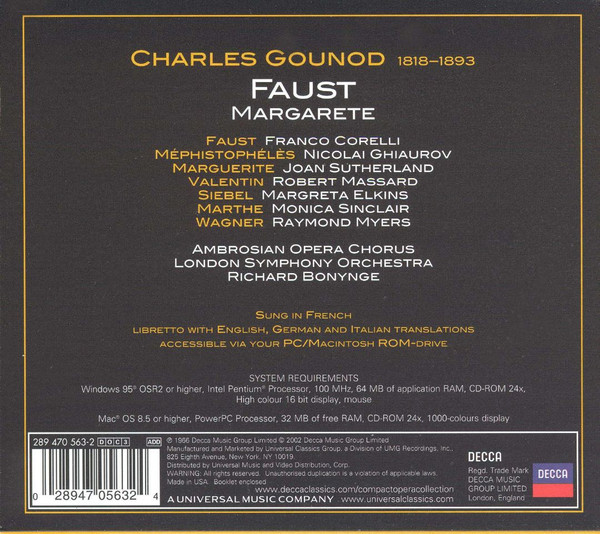 lataa albumi Gounod Sutherland, Corelli, Ghiaurov, Bonynge - Faust