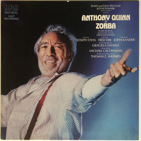 Promotional button for the production of Zorba with Anthony Quinn.