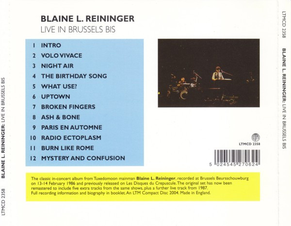 baixar álbum Blaine L Reininger - Live In Brussels Bis