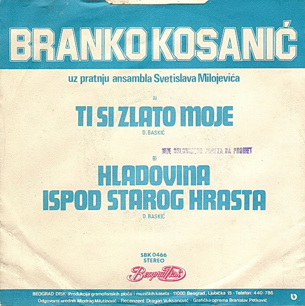 télécharger l'album Branko Kosanić - Ti Si Zlato Moje Hladovina Ispod Starog Hrasta