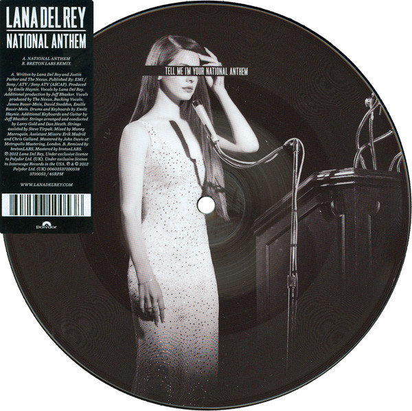 Lana Del Rey National Anthem Vinyl 7 inch Picture Disc Single - Young Vinyl