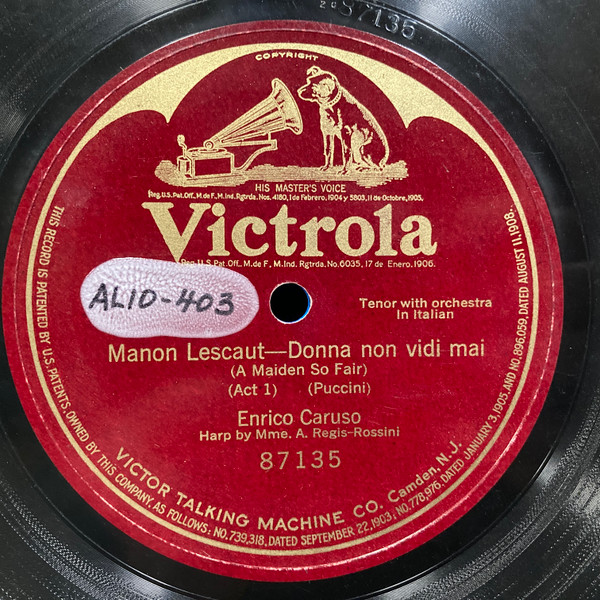 Enrico Caruso Manon Lescaut Donna Non Vidi Mai Shellac Discogs