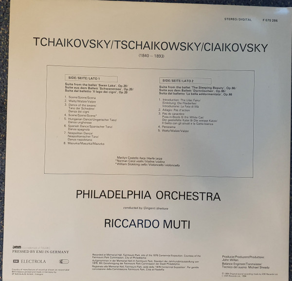 baixar álbum Download Tschaikovsky, Riccardo Muti, Philadelphia Orchestra - Swan Lake Sleeping Beauty Schwanensee Dornroschen album