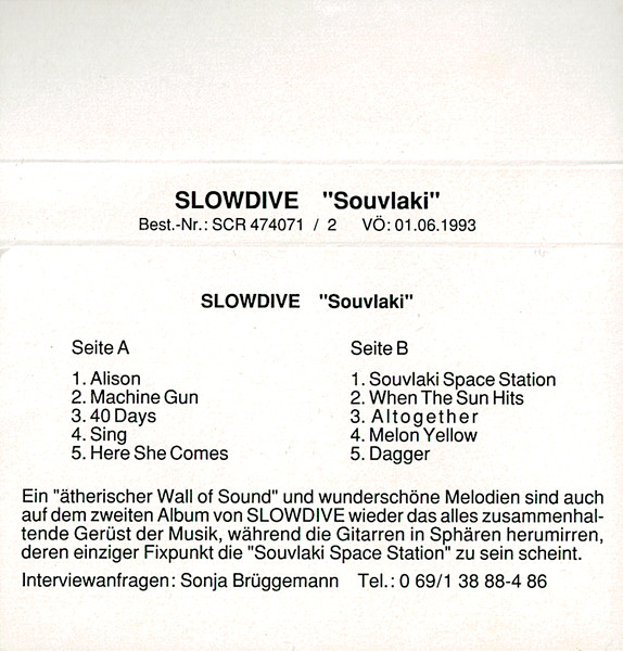 Slowdive – Souvlaki (1993, CD) - Discogs