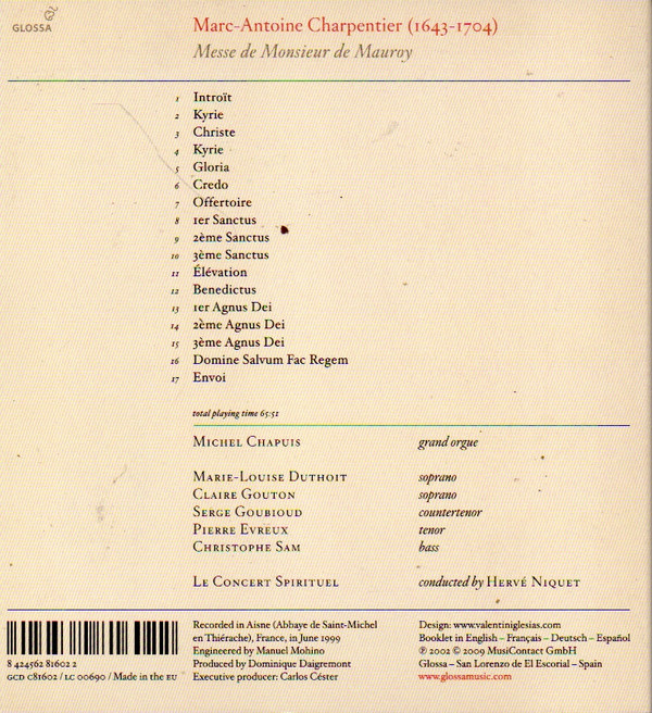 last ned album MA Charpentier, Le Concert Spirituel, Hervé Niquet - Messe de Monsieur de Mauroy