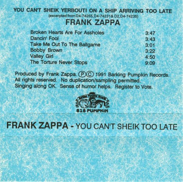 télécharger l'album Frank Zappa - You Cant Sheik Too Late