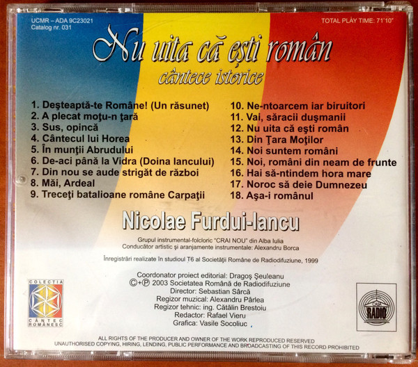 baixar álbum Nicolae FurduiIancu - Nu Uita Că Eşti Român Cântece Istorice