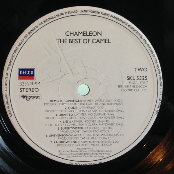 Camel - Chameleon  The Best Of Camel | Decca (SKL 5325) - 4