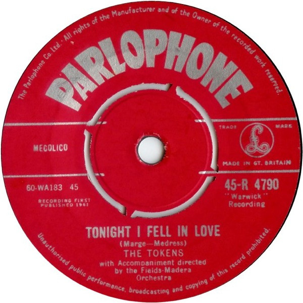 The Tokens – Tonight I Fell In Love (1961, Vinyl) - Discogs