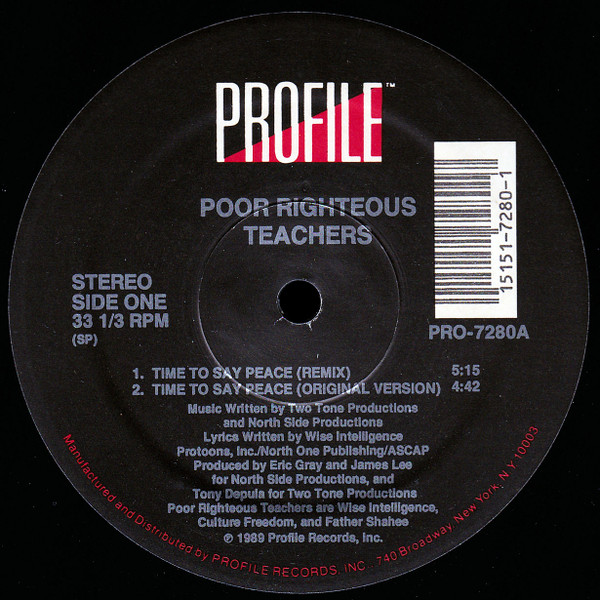 Poor Righteous Teachers – Time To Say Peace (1989, Blue / Tan