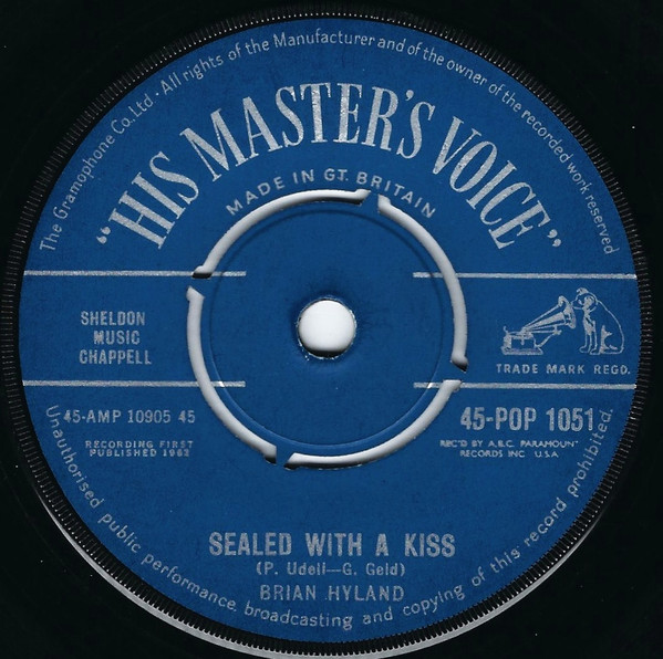 Brian Hyland – Sealed With A Kiss (1962, Vinyl) - Discogs