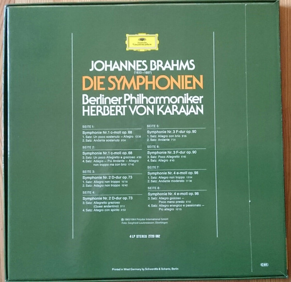télécharger l'album Johannes Brahms Berliner Philharmoniker, Herbert von Karajan - Die Symphonien