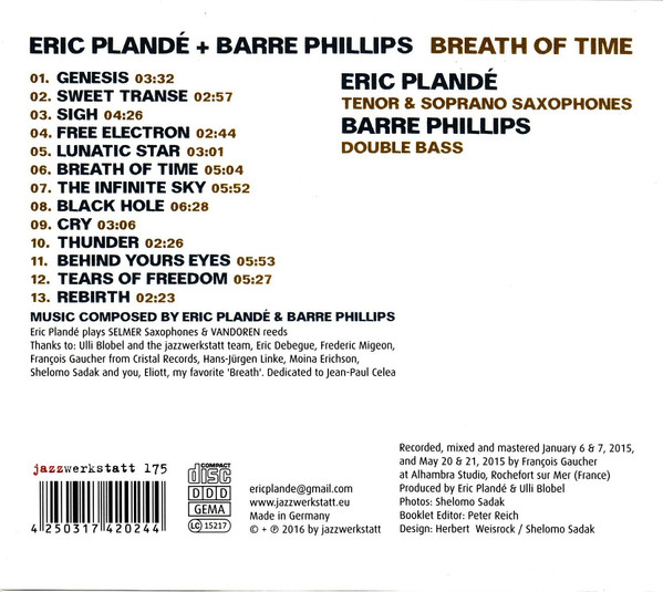 last ned album Eric Plandé + Barre Phillips - Breath Of Time