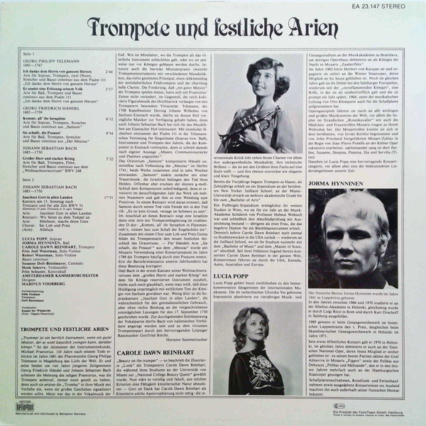 lataa albumi Lucia Popp, Carole Dawn Reinhart, Jorma Hynninen - Trompete Und Festliche Arien