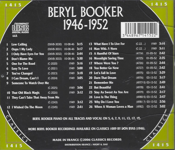 baixar álbum Beryl Booker - 1946 1952