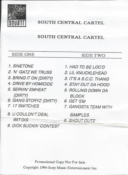 South Central Cartel – 'N Gatz We Truss (1994, Cassette) - Discogs
