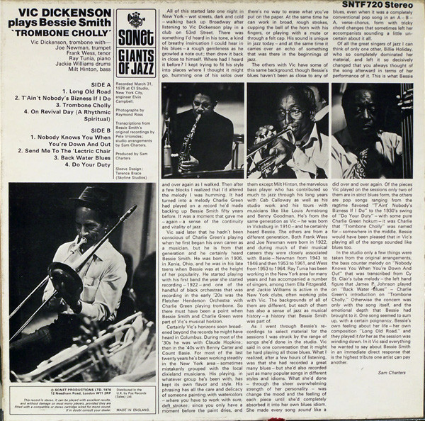 Vic Dickenson – Vic Dickenson Plays Bessie Smith: Trombone Cholly 