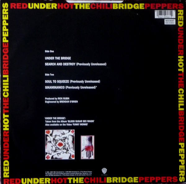 Red Hot Chili Peppers – Under The Bridge (1992, Vinyl) - Discogs