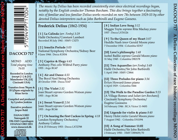 lataa albumi Frederick Delius - A Delius Collection Of Rare Historic Recordings