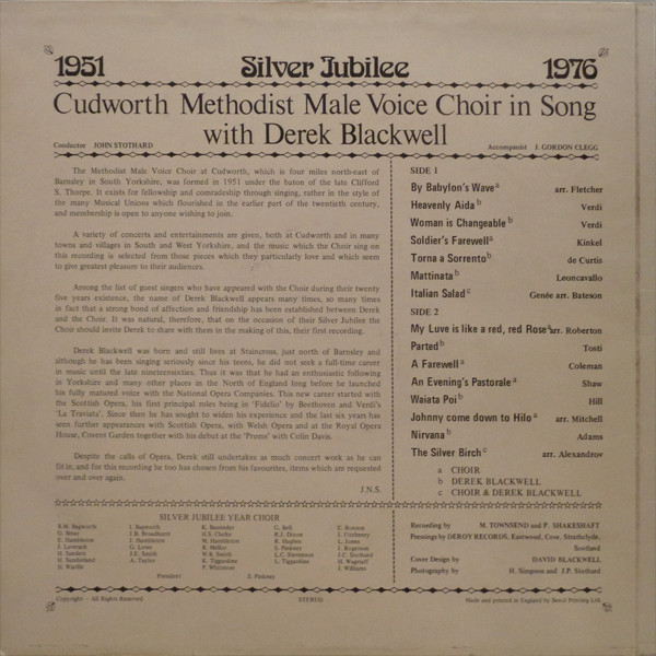 télécharger l'album Cudworth Methodist M V C And Derek Blackwell - 25 Years In Song