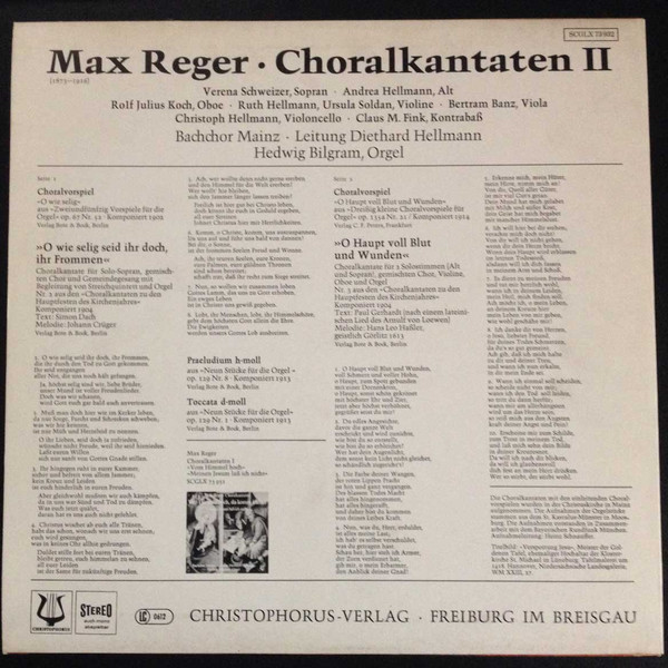 descargar álbum Max Reger - Choralkantaten II O Haupt Voll Blut Und Wunden O Wie Selig Seid Ihr Doch Ihr Frommen